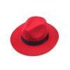 Chic Wide Brim Felt Fedora Hat - RED 