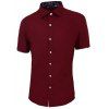 s 'Solid Color Purfled Poignets Men  Shirt col chemise manches courtes - Rouge vineux 3XL