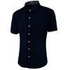 s 'Solid Color Purfled Poignets Men  Shirt col chemise manches courtes - Bleu profond M