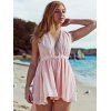 Pink Plunging Neck Open Back Chiffon Romper - Rose XL