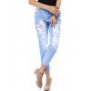 Mode Ripped Pants Capri en denim pour les femmes - Bleu clair 2XL