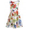 Sweet Floral Pattern Zippered Mini Dress - Blanc L