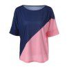 Casual Knitting Color Block Top pour les femmes - Bleu et Rose XL