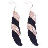 Pair of Alloy Feather Earrings - BLACK 