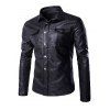Retro Turn-Down Collar Flap-conception de poche en cuir Coat For Men - Noir L