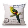 Vintage Parrot English Quote Postmark Stamp Design Caisse d'oreiller - Jaune et Vert 
