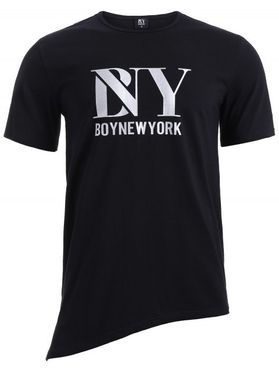 BoyNewYork Asymmetric Hem Short Sleeves T-Shirt