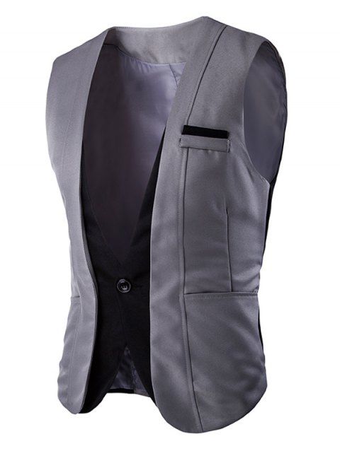 [17% OFF] 2019 Buckle Back Color Splicing Men's One Button Vest In GRAY ...