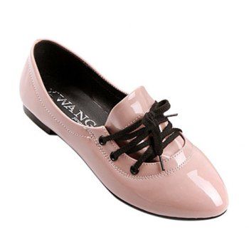 [17% OFF] 2021 Stylish Solid Color And Tie Up Design Women's Flat Shoes In PINK | DressLily