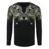 T-shirt homme col rond manches longues 3D Symmetrical Animal Print  's - Noir XL