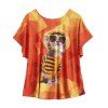 Plus Size Puppy verre Imprimer T-shirt - Orange 3XL
