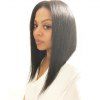 Fancy Black Synthetic Middle Part Silky Straight Medium Wig For Women - Noir 