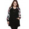 Plus Size Chic Floral Print Long Jacket - Noir 5XL