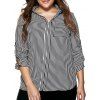 Plus Size Ladylike ajustable Sleeve Striped Shirt - Rayure 3XL