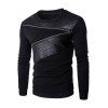 Quilting Faux cuir Splicing Zippered Men 's Sweatshirt - Noir 2XL