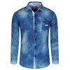 Men's Turn-Down Collar Long Sleeve Jeans Shirt - Bleu clair 2XL