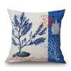 Style frais Tortue Seagrass Marine Organism Motif Sofa Pillow Case - Bleu et Blanc 
