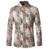 Plus Size Leopard Turn-Down Collar Long Sleeves Shirt For Men - multicolore 5XL