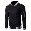 Zippered Varsity Rib Long Sleeve Men  's Jacket - Noir XL