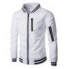 Zippered Varsity Rib Long Sleeve Men  's Jacket - Blanc 2XL