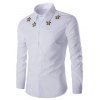 Simple étoile brodée Hommes  's manches longues T-shirt - Blanc 2XL