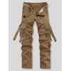 Élégant Loose Fit solides couleur multi-poches Jambe droite Coton Blend Pantalon cargo pour les hommes - Kaki 36