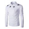 Claasic Turn-Bas Collier Etoiles Imprimer manches longues T-shirt pour les hommes - Blanc 2XL