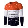 Couleur Spliced ​​col rond manches longues hommes s 'Pull Tricots - Orange 2XL