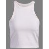 Brief Jewel Neck Solid Color Women's Knitting Tank Top - Blanc S