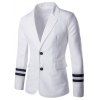 Stripe Poignets design col à revers manches longues Blazer pour les hommes - Blanc XL