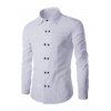 Double-breasted solide col de chemise à manches longues T-shirt des hommes de couleur de l  ' - Blanc L