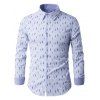 Chemise Manches Longues avec Col Rabattu à Imprimé Lignes pour Hommes - Bleu clair XL