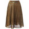 Fashionable Solid Color Pleated Midi Skirt For Women - GOLDEN S