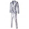 Fashion Shinny Blazer + Pantalons Twinset Costumes Pour Les Hommes - Argent XL