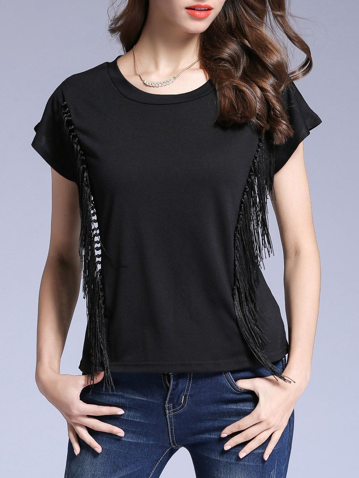 black shirt with half jacket