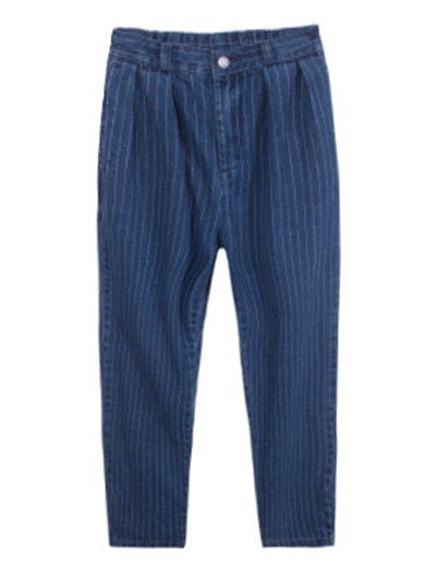 

Plus Size Casual Back Pockets Striped Jeans, Blue