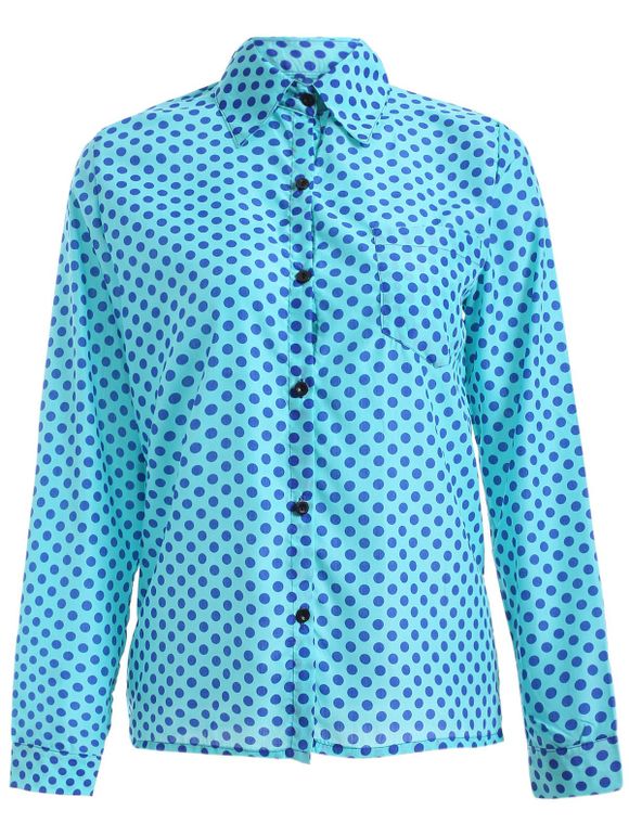 Chemise à manches longues col Polka Dot Chiffon Shirt - Bleu S