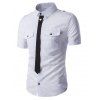 Epaulet Patch poches chemise à manches courtes s 'Faux Tie Men - Blanc 2XL
