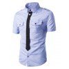 Epaulet Patch poches chemise à manches courtes s 'Faux Tie Men - Azur L