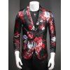 Fashion Flower Print Notched Lapel Collar Long Sleeves Blazer For Men - Rouge 4XL
