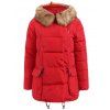 Trendy Women's Faux Fur Embellished Long Sleeve Hooded Coat - Rouge 2XL