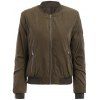 Manches longues Stand-Up Collar Zip Jacket Up Femmes Élégant - Vert Armée S