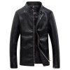 Solide Couleur Faux cuir Zip Up Stand de Collar Men  Jacket - Noir 3XL