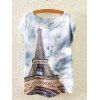 Trendy Tower Sky Ombre Print Loose T-Shirt - Blanc ONE SIZE