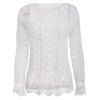 Solide Couleur manches longues Crochet Jewel Neck Sweater - Blanc ONE SIZE