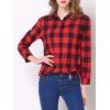 Chemise Branchée à Carreaux avec Bouton Design Pour Femme - Rouge 2XL