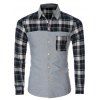 Chemise à manches longues Plaid Splicing breasted Pocket Men  's - Vert 2XL