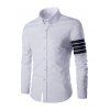 Un Pocket Striped Braid design Men  's shirt col à manches longues T-shirt - Blanc XL