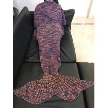 

Chic Quality Colorful Printed Warmth Wool Knitted Mermaid Tail Design Blanket, Purple