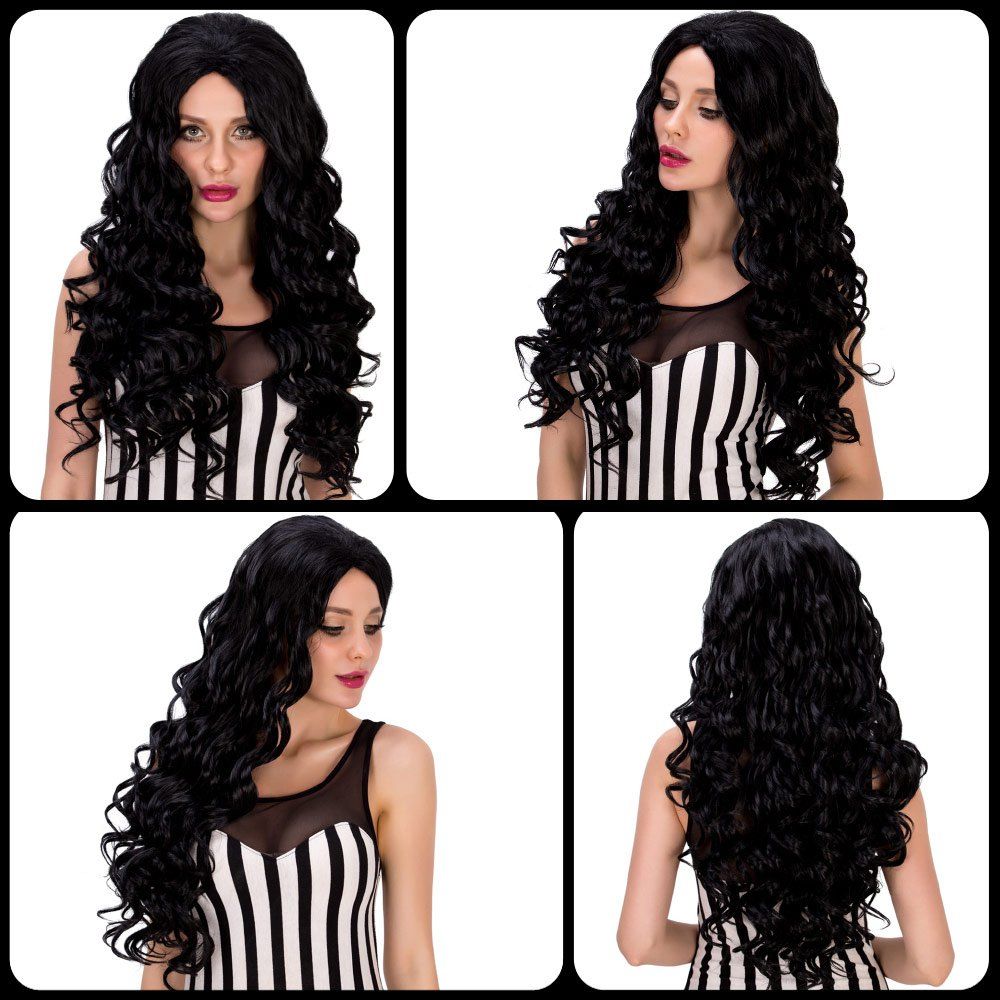 

Faddish Women\\'s Long Curly Black Synthetic Hair Wig